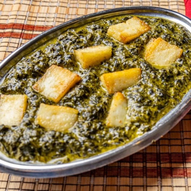 Saag Paneer or Aloo Saag or Chana Saag.